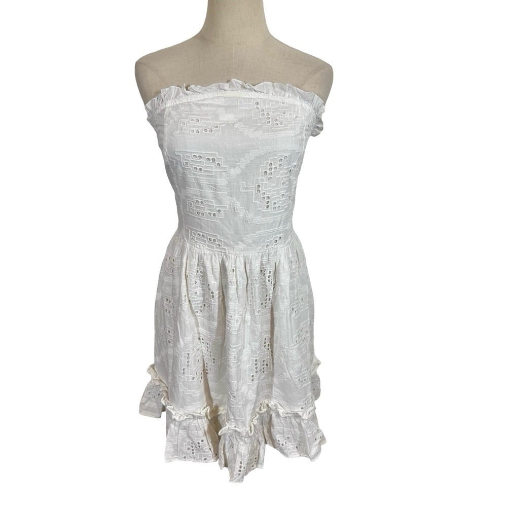 Anthropologie Forever That Girl Eyelet Ruffle Tube Mini Dress - Picture 2 of 11